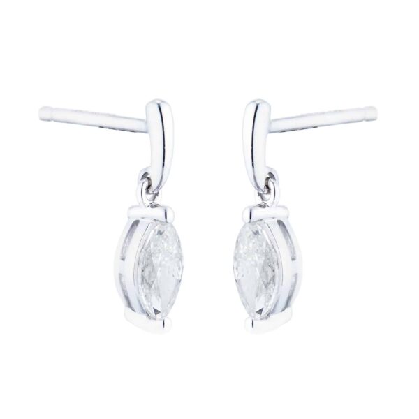 9ct White Gold 0.46cttw Marquise Diamond Drop Earrings - Image 2
