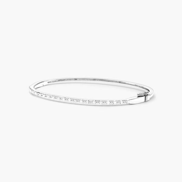 Gold Baguette Diamond Bangle - Image 4