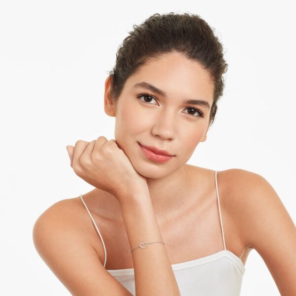 Diamond Open Heart Chain Bracelet - Image 2