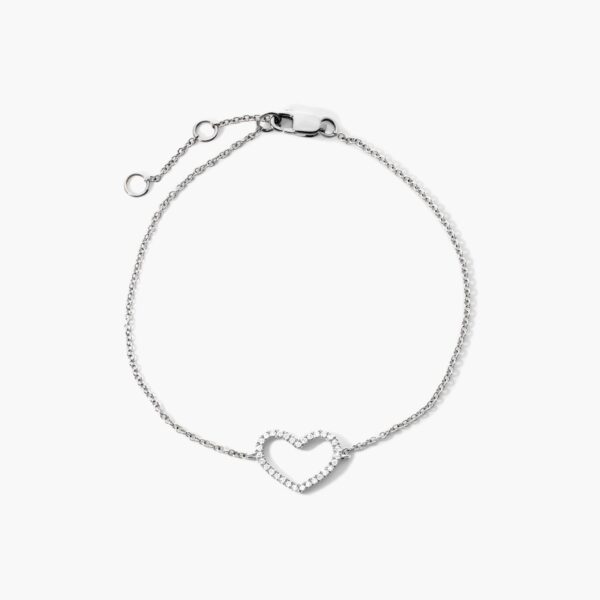Diamond Open Heart Chain Bracelet