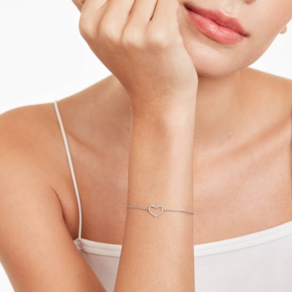 Diamond Open Heart Chain Bracelet - Image 4