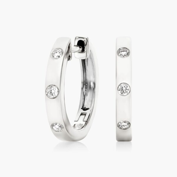 Diamond Bezel Huggie Hoop Earrings