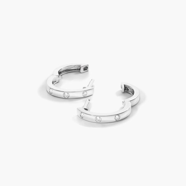 Diamond Bezel Huggie Hoop Earrings - Image 6