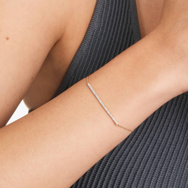 Rose Gold Diamond Bar Bracelet - Image 4