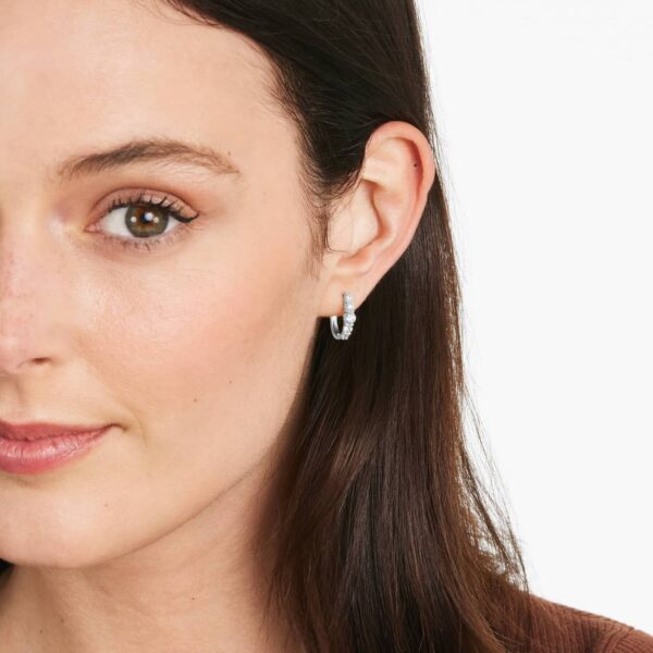 White Gold Diamond Hoop Earrings - Image 4