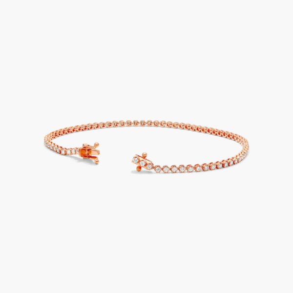 Rose Gold Petite Diamond Tennis Bracelet . - Image 3