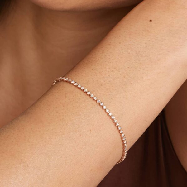 Rose Gold Petite Diamond Tennis Bracelet . - Image 4