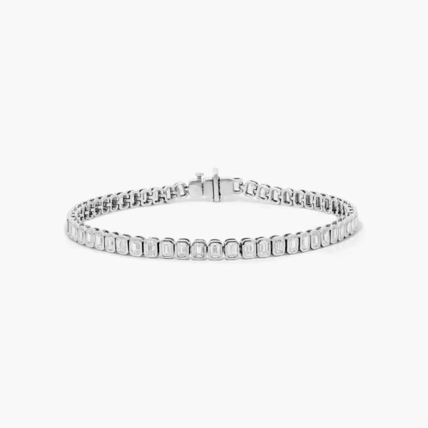 Bezel Emerald Diamond Tennis Bracelet