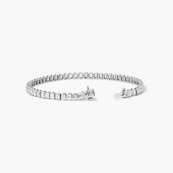 Bezel Emerald Diamond Tennis Bracelet - Image 3