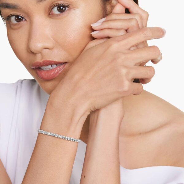 Bezel Emerald Diamond Tennis Bracelet - Image 4