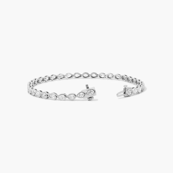 Bezel Pear Shape  Diamond Tennis Bracelet - Image 3