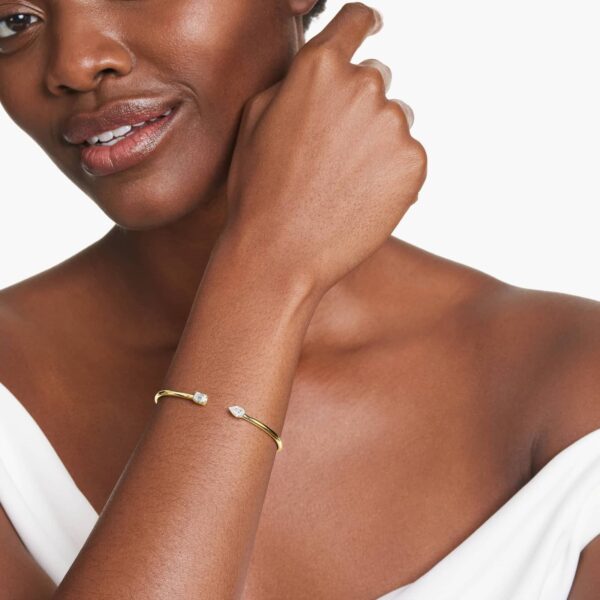 Pear and Emerald Cut Diamond Cuff Bracelet - Image 4