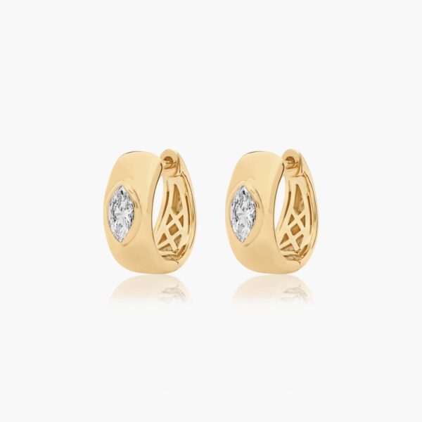 Marquise Diamond Huggie Hoop Earrings - Image 3