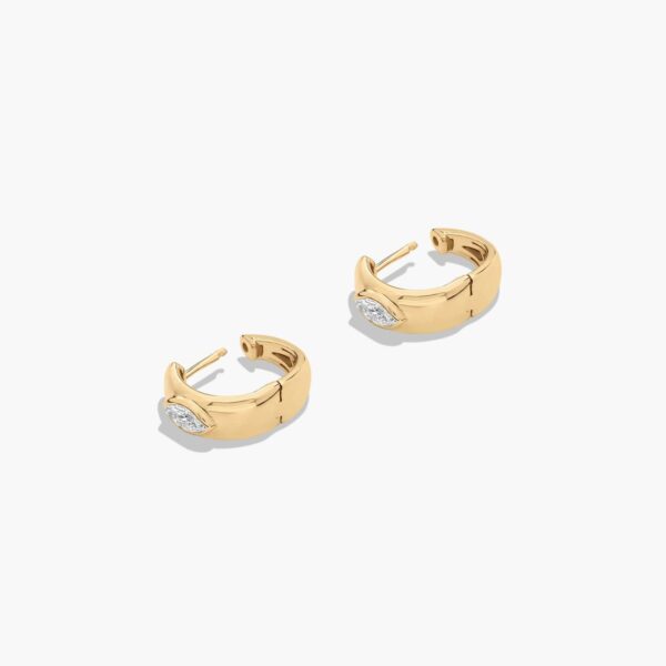 Marquise Diamond Huggie Hoop Earrings - Image 6