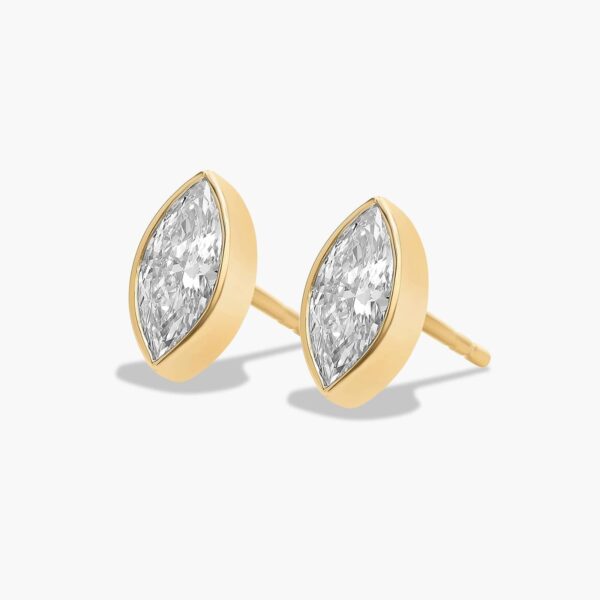 Fancy Bezels Marquise Diamond Stud Earrings - Image 3