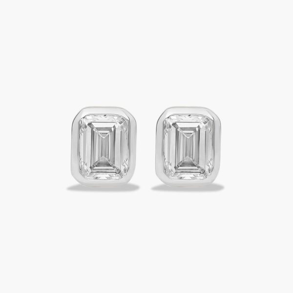Fancy Bezels Emerald Diamond Stud Earrings