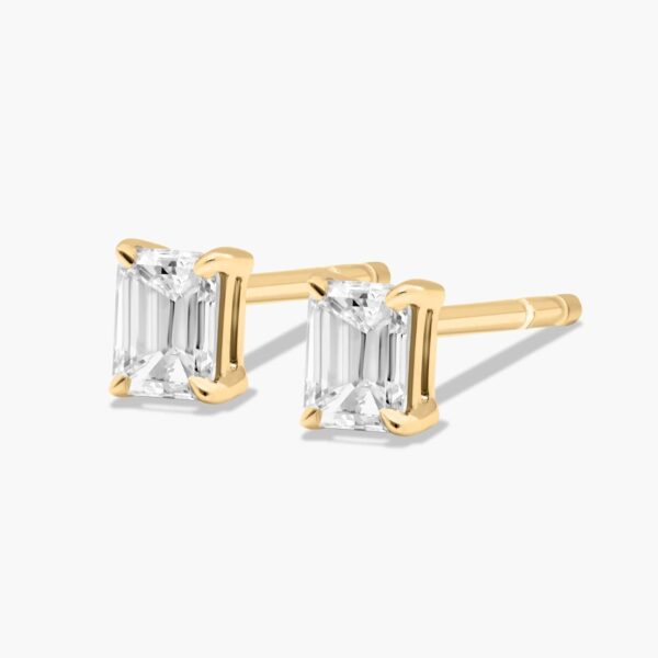 Emerald Cut Diamond Stud Earrings - Image 3