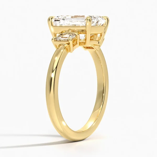 Emerald Cut Three Stone Diamond Engagement Ring - Image 2
