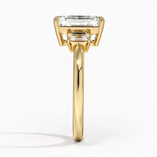 Emerald Cut Three Stone Diamond Engagement Ring - Image 3