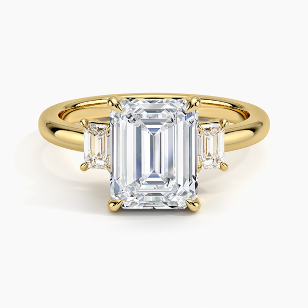 Emerald Cut Three Stone Diamond Engagement Ring