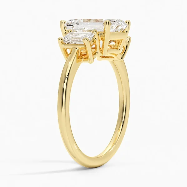 Emerald cut  Three Stone Diamond Engagement Ringenter gemstone - Image 2
