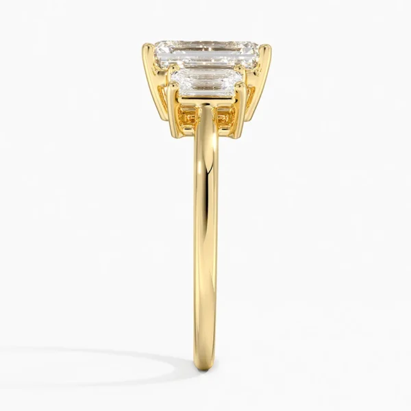 Emerald cut  Three Stone Diamond Engagement Ringenter gemstone - Image 3
