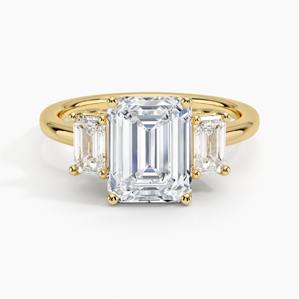Emerald cut  Three Stone Diamond Engagement Ringenter gemstone
