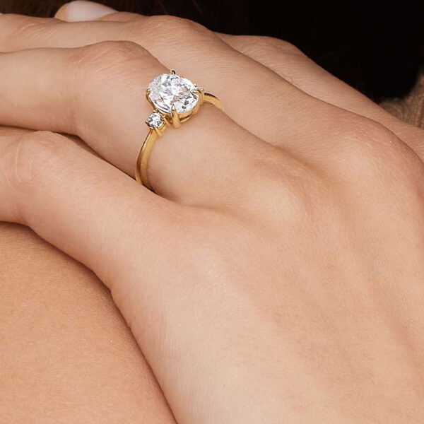 Oval Cut Three Stone Diamond Engagement Ring - Image 5