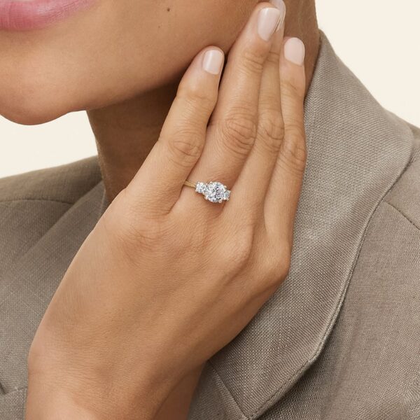 Round Cut  Three Stone Diamond Engagement Ring - Image 5