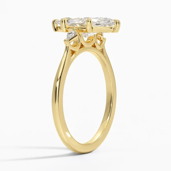 Marquise Cut Three Stone Diamond Engagement Ring - Image 2