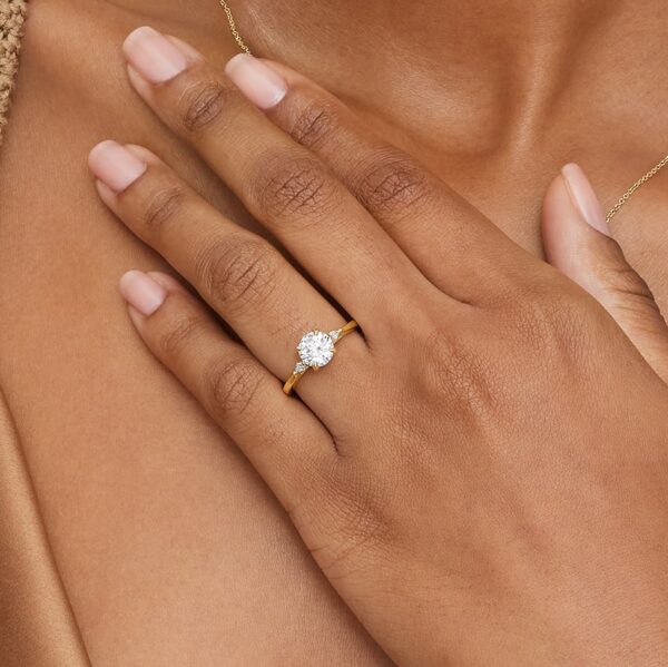 Marquise Cut Three Stone Diamond Engagement Ring - Image 4