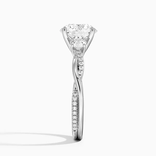 Twisted Vine Three Stone Diamond Engagement Ring - Image 3