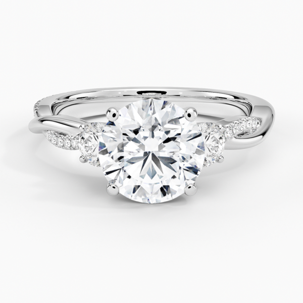 Twisted Vine Three Stone Diamond Engagement Ring