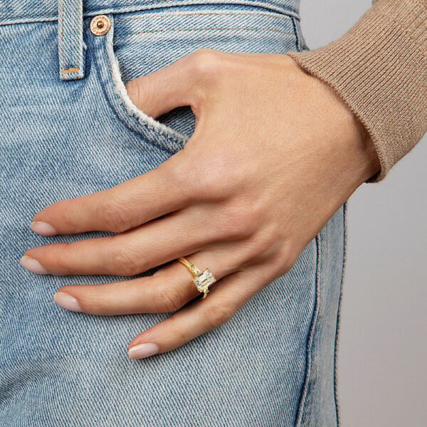 Tapered Baguette Three Stone Diamond Engagement Ring - Image 4