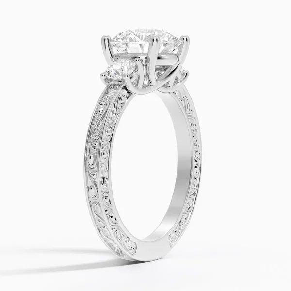 Round Cut Three Stone Diamond Engagement Ring - Image 2
