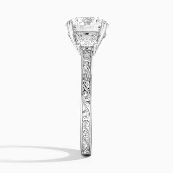 Round Cut Three Stone Diamond Engagement Ring - Image 3