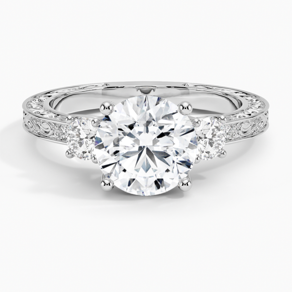 Round Cut Three Stone Diamond Engagement Ring