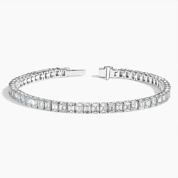 Emerald Cut Diamond Tennis Bracelet . - Image 3