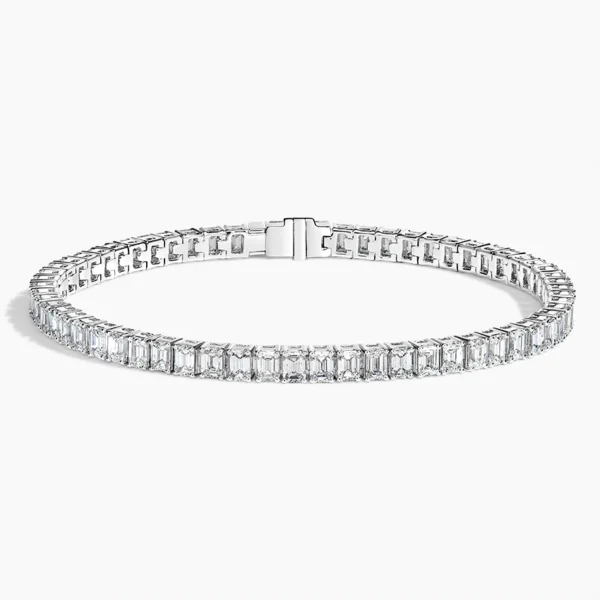 Emerald Cut Diamond Tennis Bracelet .
