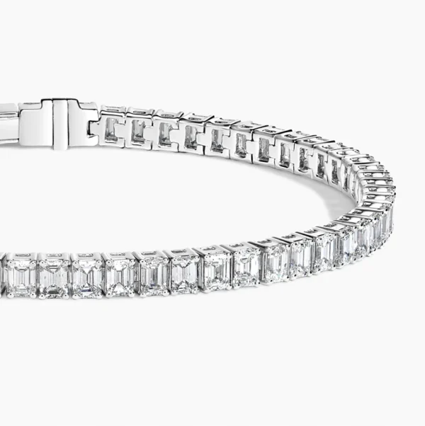 Emerald Cut Diamond Tennis Bracelet . - Image 4