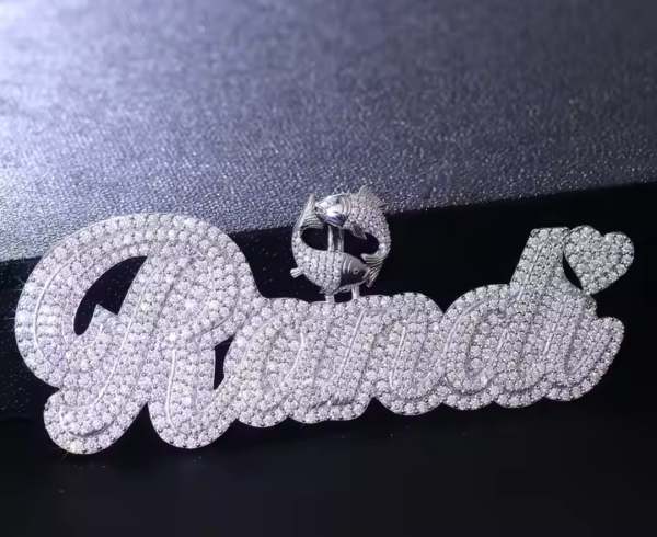 Name custom letter font Moissanite Pendant. - Image 4