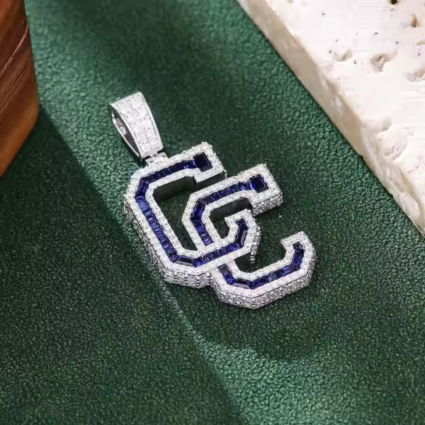 Moissanite Synthetic Blue Sapphire Custom Pendant For Christmas Gift.