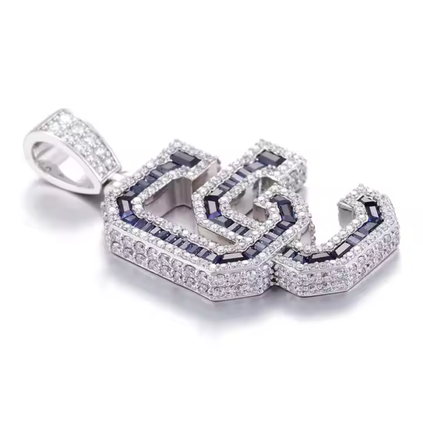 Moissanite Synthetic Blue Sapphire Custom Pendant For Christmas Gift. - Image 2