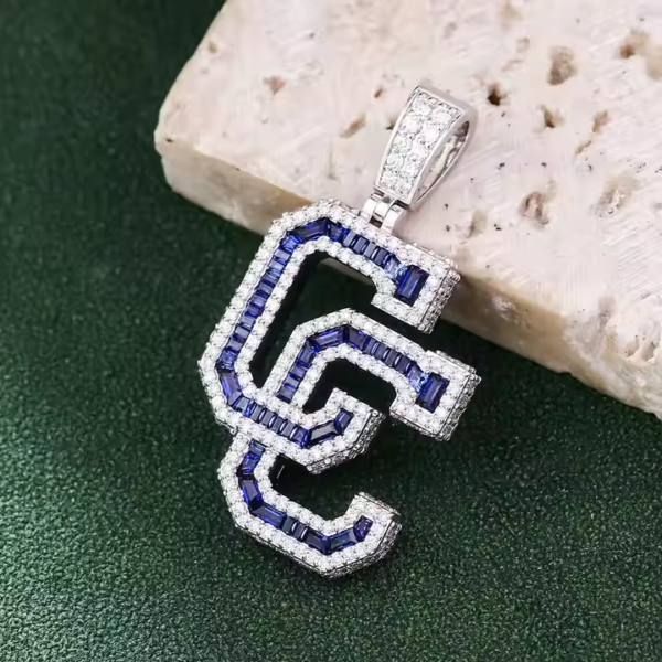 Moissanite Synthetic Blue Sapphire Custom Pendant For Christmas Gift. - Image 3