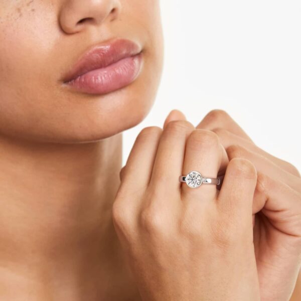 Bezel Set Round Shaped Diamond Solitaire Ring - Image 2