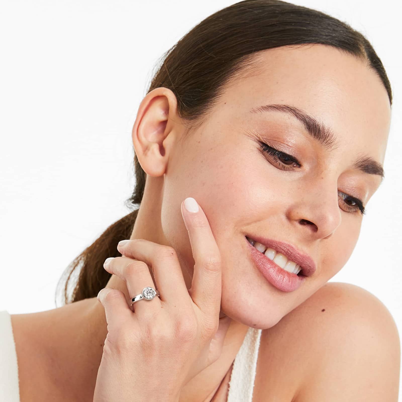 Bezel Set Round Shaped Diamond Solitaire Ring - Image 3