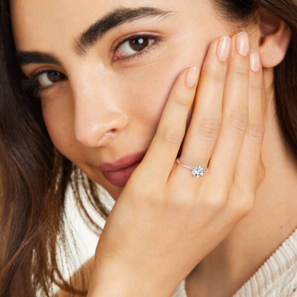 Round Cut Solitaire (Six Prong) Engagement Ring - Image 4