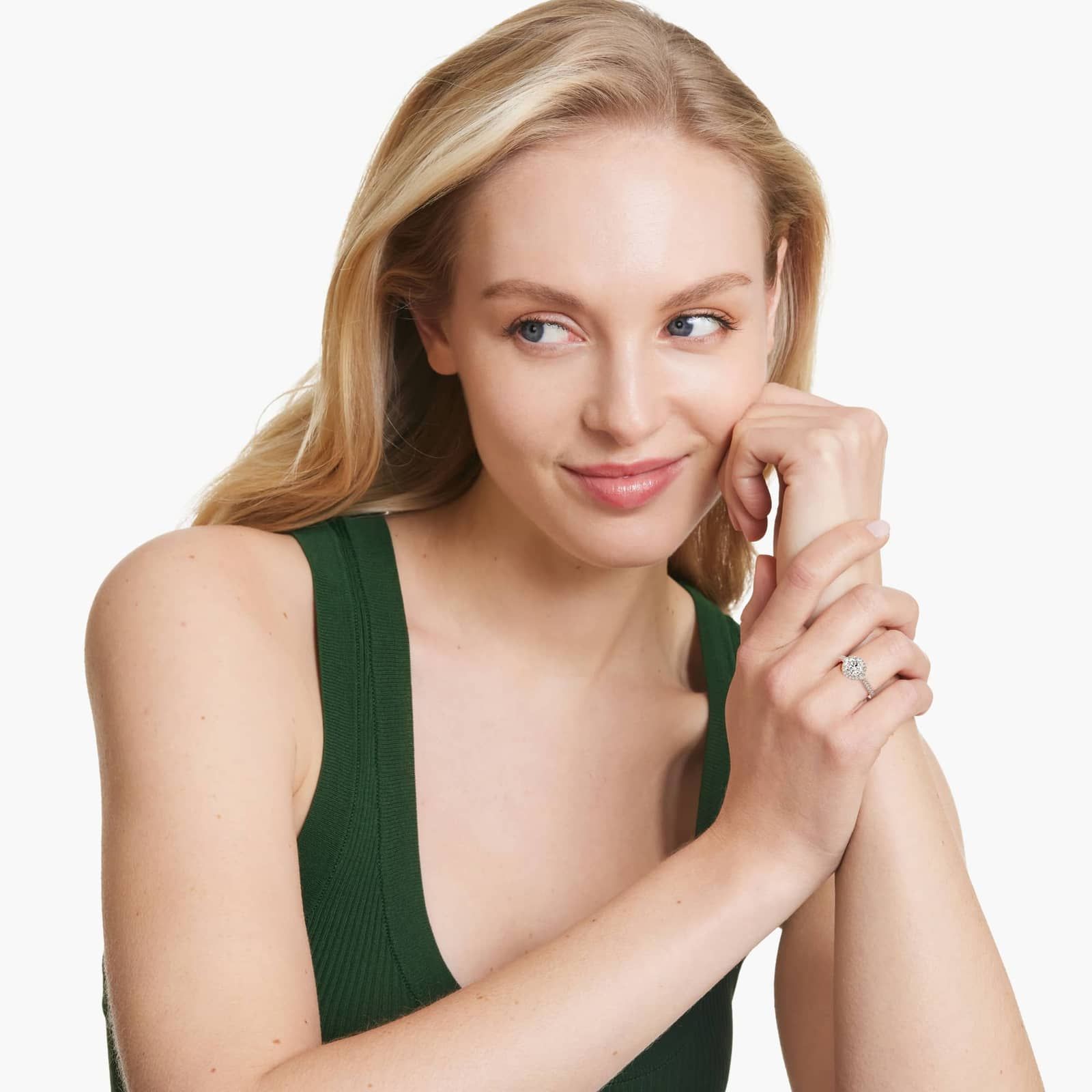 Cathedral Pavé Halo Diamond Engagement Ring - Image 4