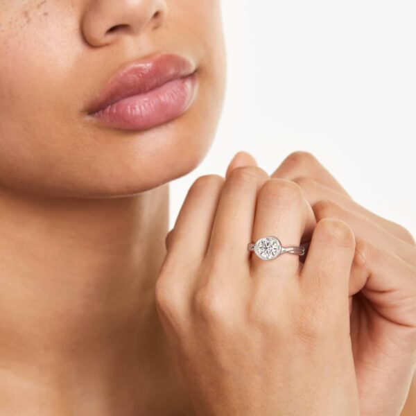 Half Bezel Knot Solitaire Engagement Ring - Image 2