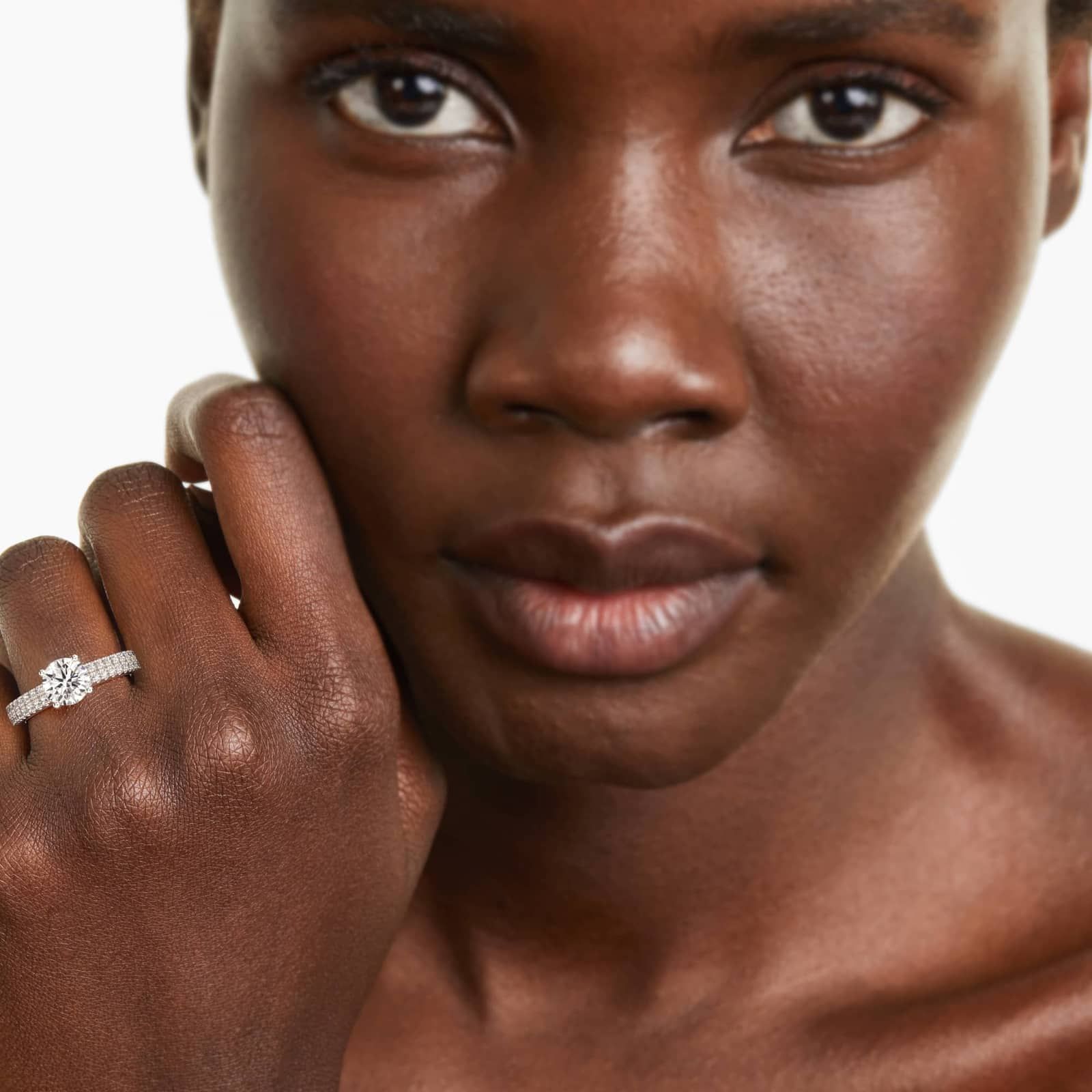 Two Row U Pavé Engagement Ring - Image 4